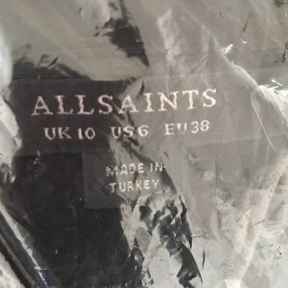 All Saints | Penelope Tie Neck Bodysuit Womens Black Sheer Loose Fit V-neck - Picture 8 of 10